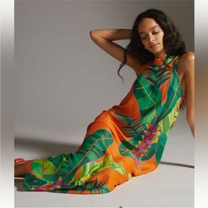 Farm Rio Tropical Halter Maxi Dress Medium